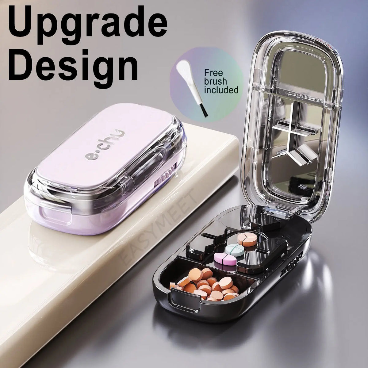 3-in-1 Compact Splitter Pill Dispenser – Portable ABS-PC Healthcare Case for All Tablet Sizes