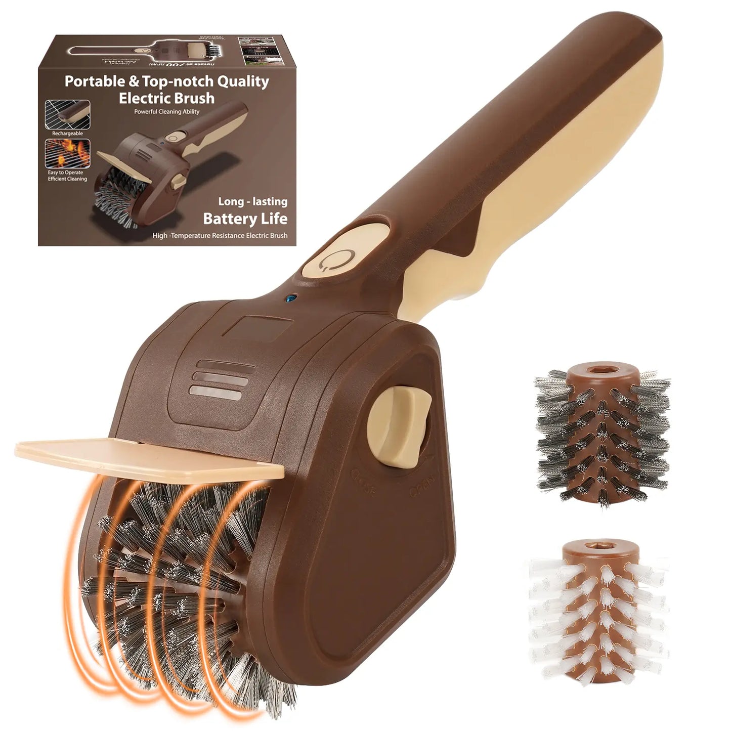 LRLY Electric BBQ Grill Brush, Safe Bristle Free with 2 Replaceable Heads, Cordless Rechargeable, Heavy Duty Fast Clean, Outdoor BBQ Cleaner for All Grill Types, Grill Season 2026