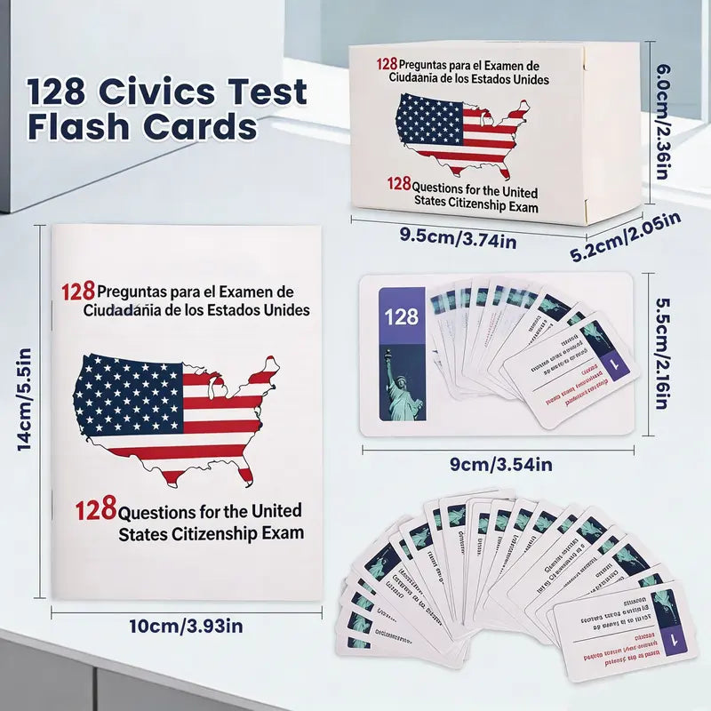 2026 US Citizenship Flash Cards: American Citizenship Naturalization Test Study Guide(Spanish & English) USCIS 128 Questions and Answers Flash Cards Flashcards For Studying