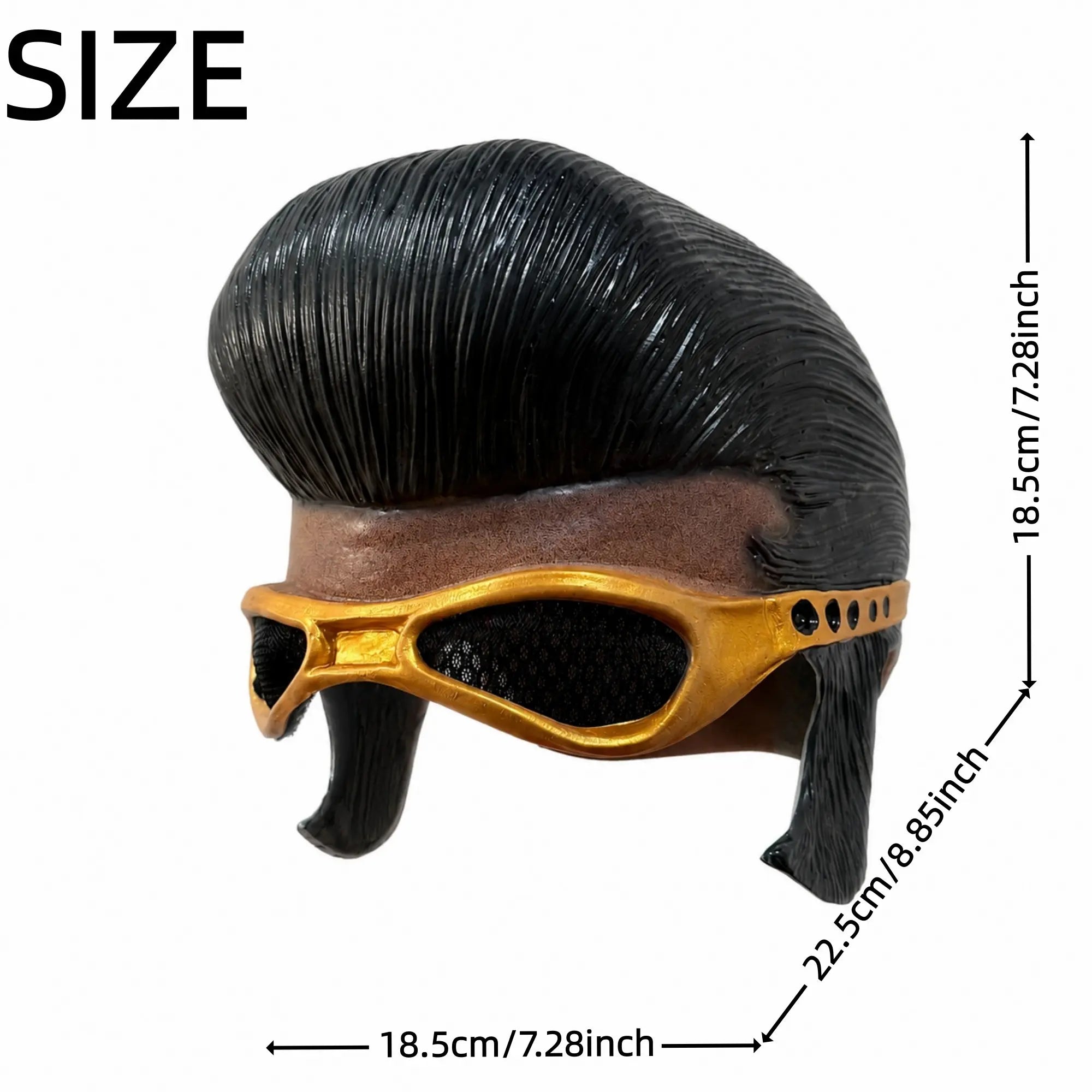 Retro Rockstar Pompadour Mask with Goggles for Halloween and Cosplay
