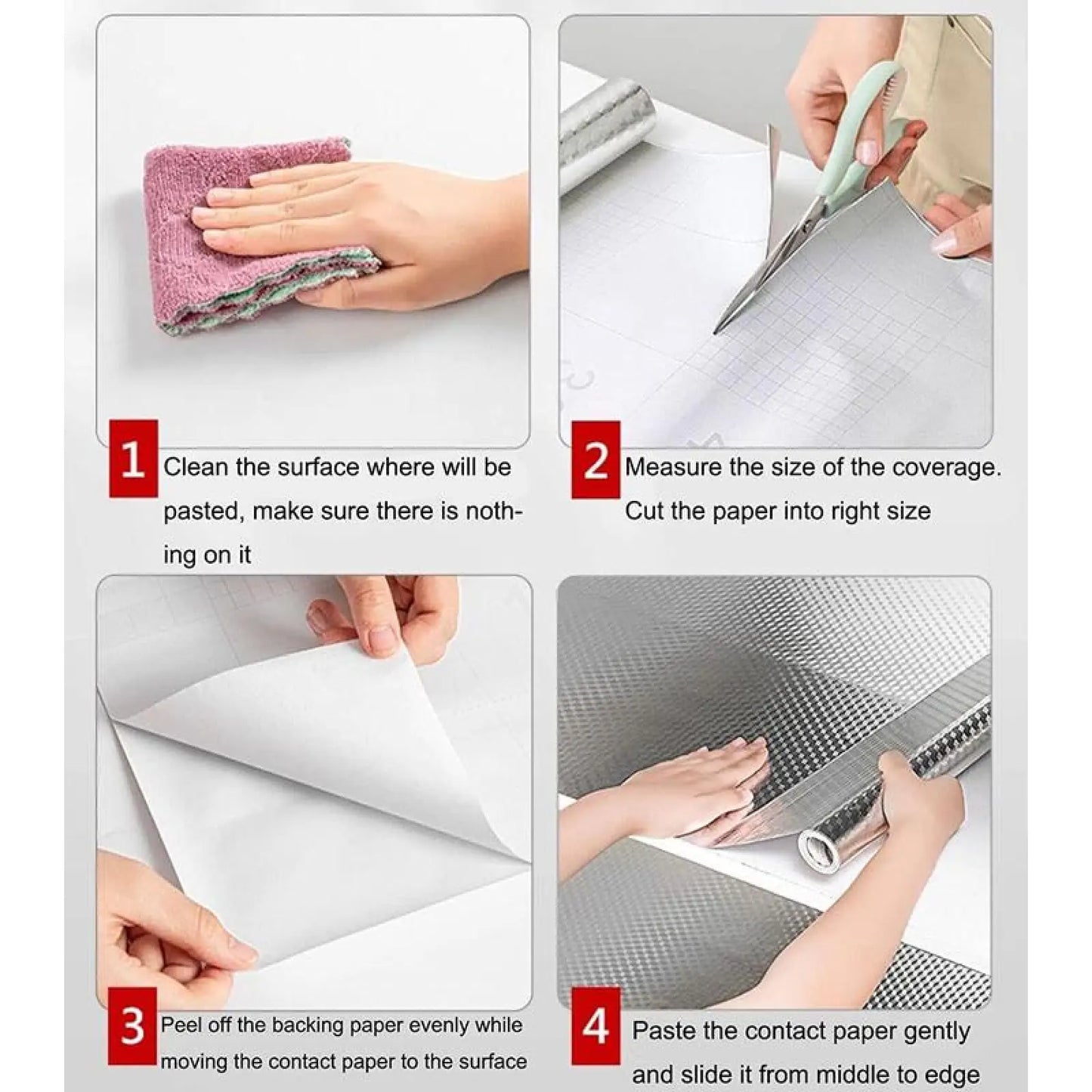 Self-Adhesive Kitchen Wallpaper | 15.7"x118" Oil-Proof Aluminum Foil Contact Paper (Silver Cube)