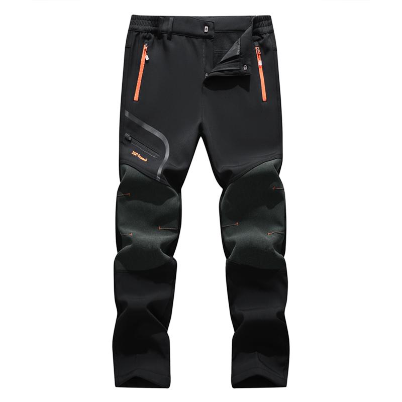 Men's Waterproof Fleece Lined Thermal Pants with Zip Pockets for Cold Weather Hiking