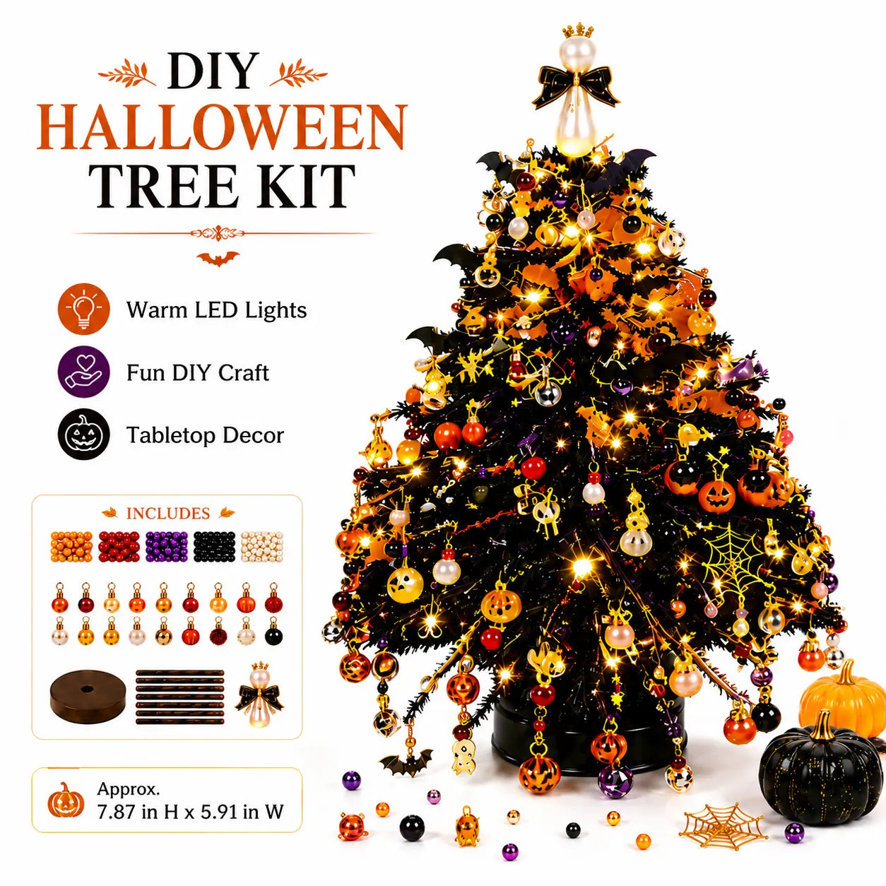 DIY Beaded Christmas Tree Kit with Crystal Beads & Metal Frame – Handmade Tabletop Holiday Decor