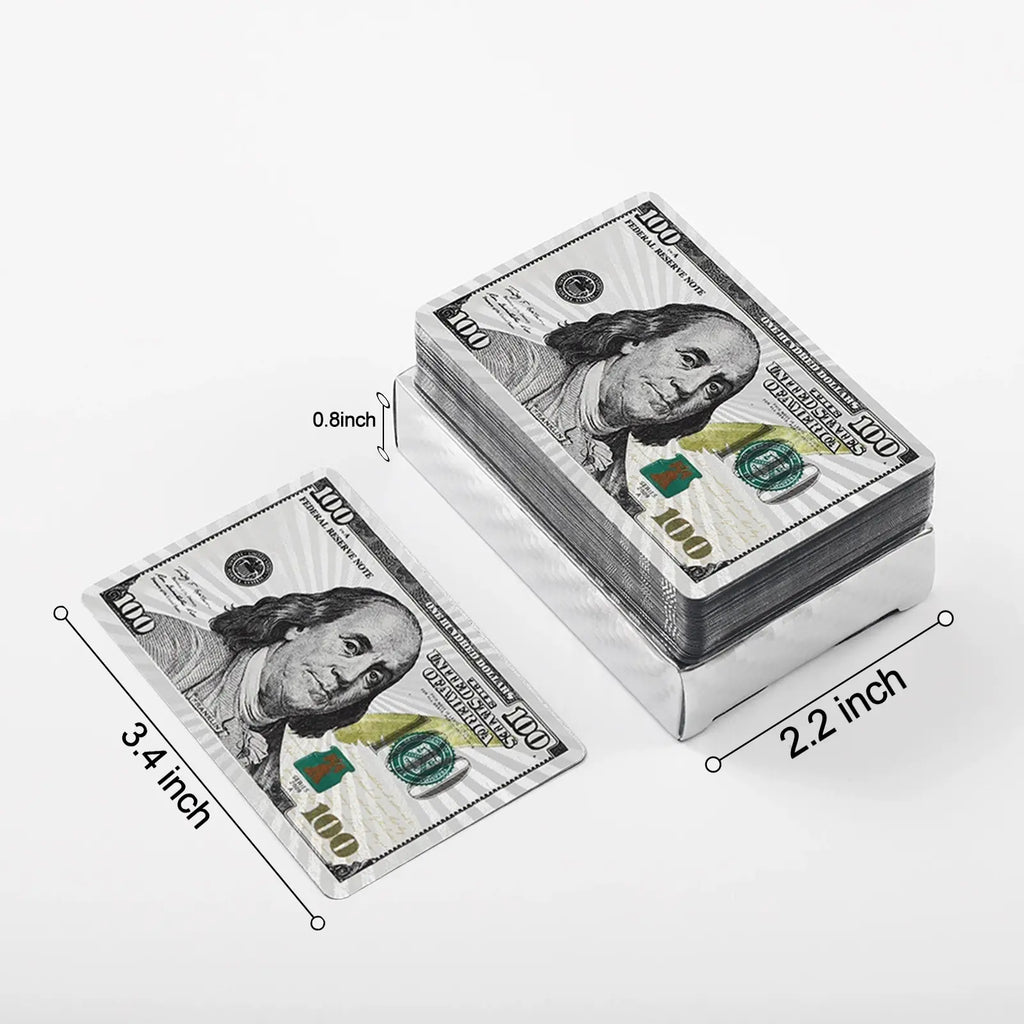Naipes Impermeables Metálicos C-Note – Baraja de Póker Premium con Acabado Diamantado Oro y Plata