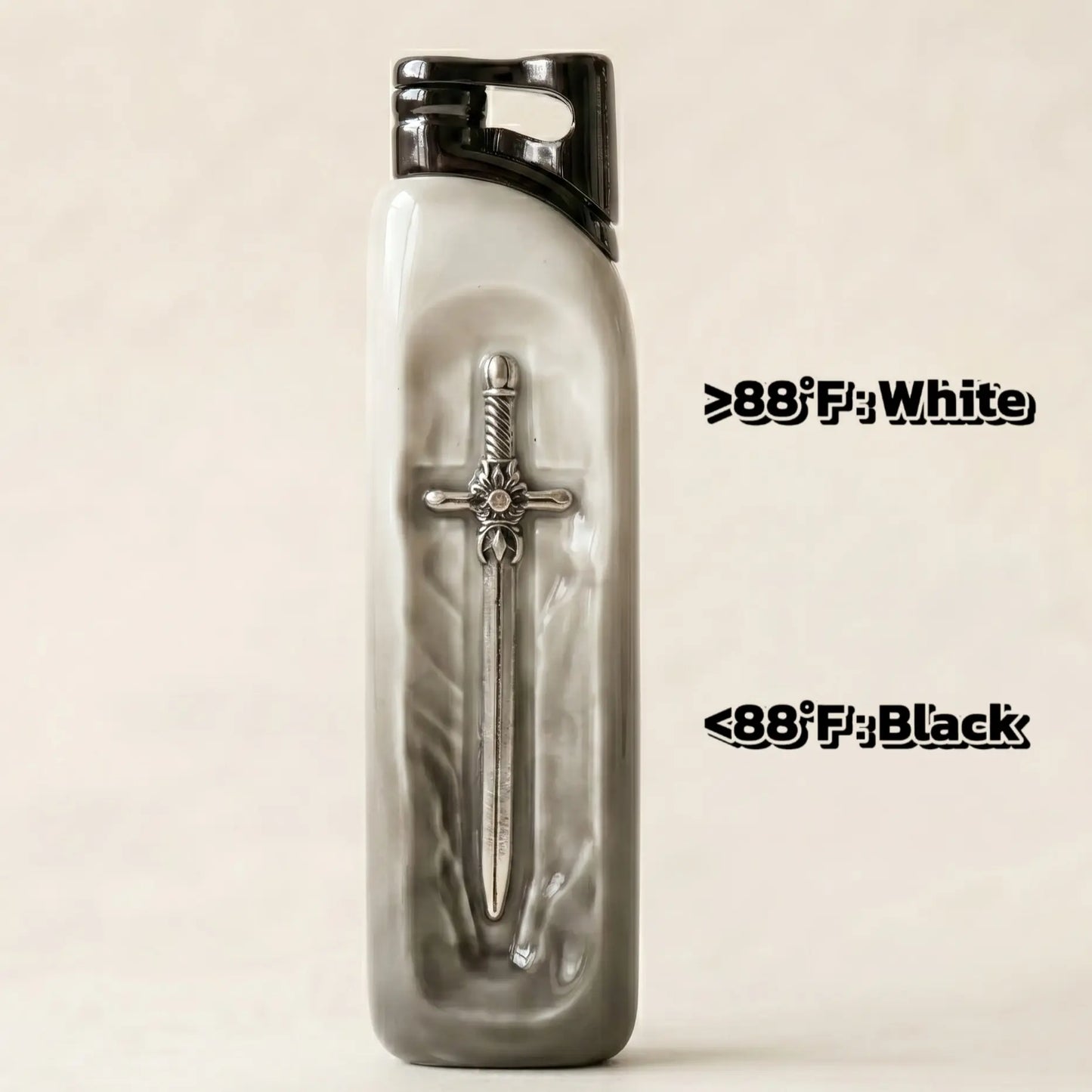 Refillable Butane Lighter with Vintage Sword Embossed Design