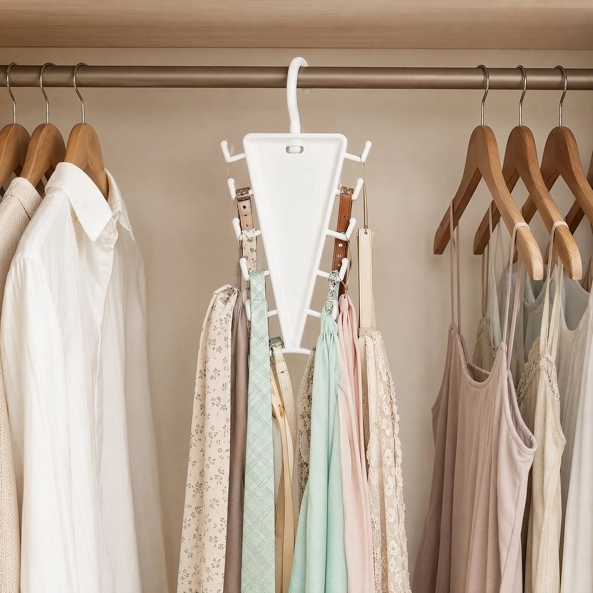 V-Shaped Double-Sided Closet Organizer Hanger – 360° Rotatable Space-Saving Rack with 12 Hooks