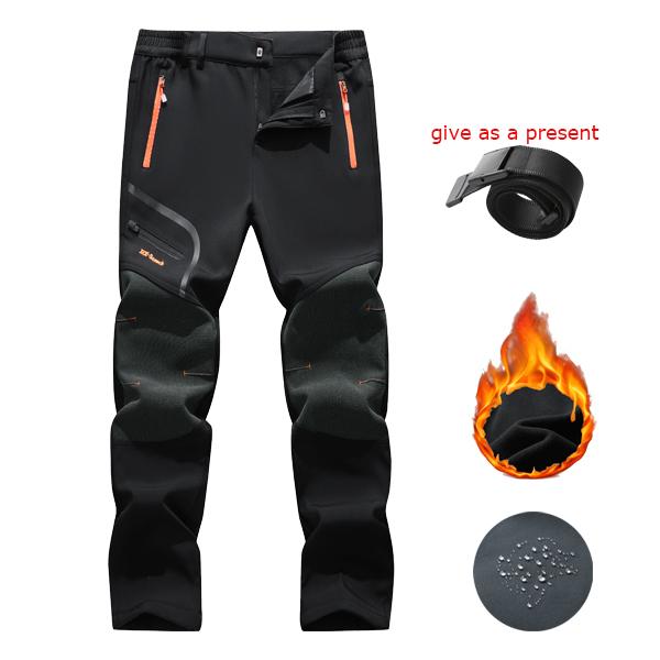 Men's Waterproof Fleece Lined Thermal Pants with Zip Pockets for Cold Weather Hiking