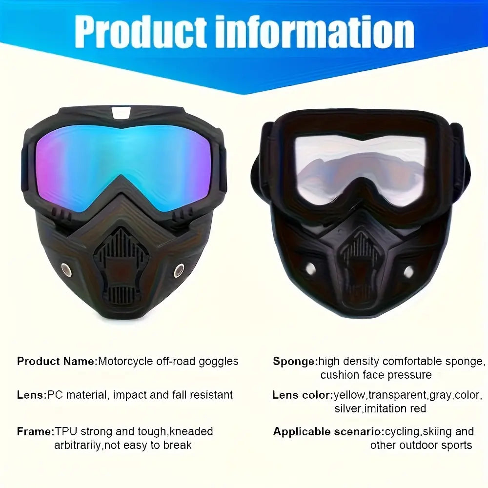 Full-Face Ski Goggles with Detachable Adjustable Mask | Anti-Fog HD Lenses, Comfort Sponge & Durable Plastic Frame