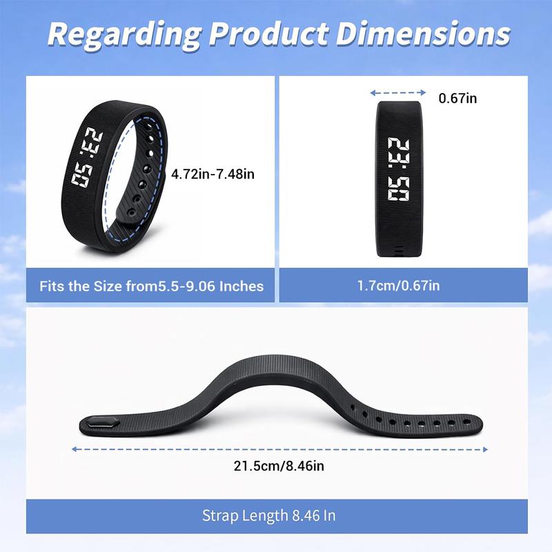 Waterproof Fitness Tracker Band with Step Counter & Silent Alarm – Built-in USB Charging
