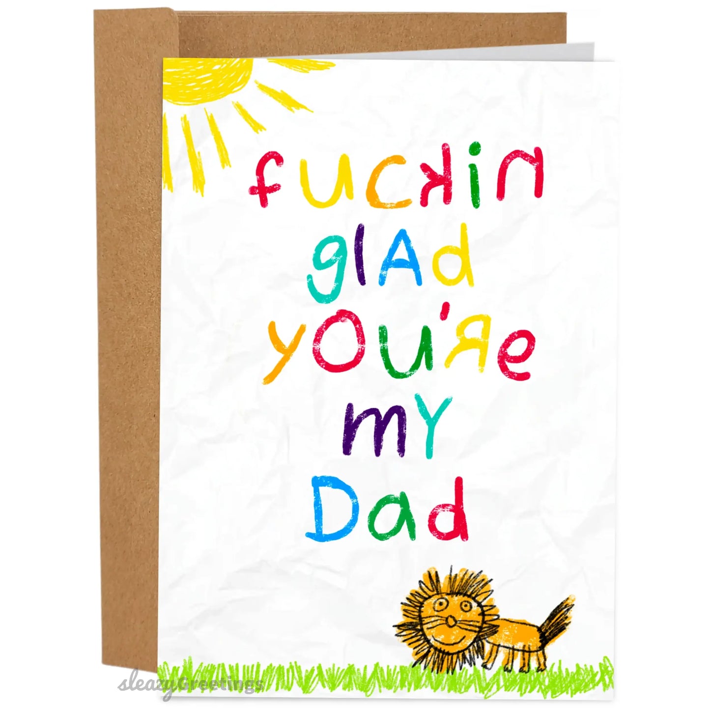 Funny Artist Hand-Drawn Father's Day Card - 5x7 Inch Greeting Card with Kraft Envelope