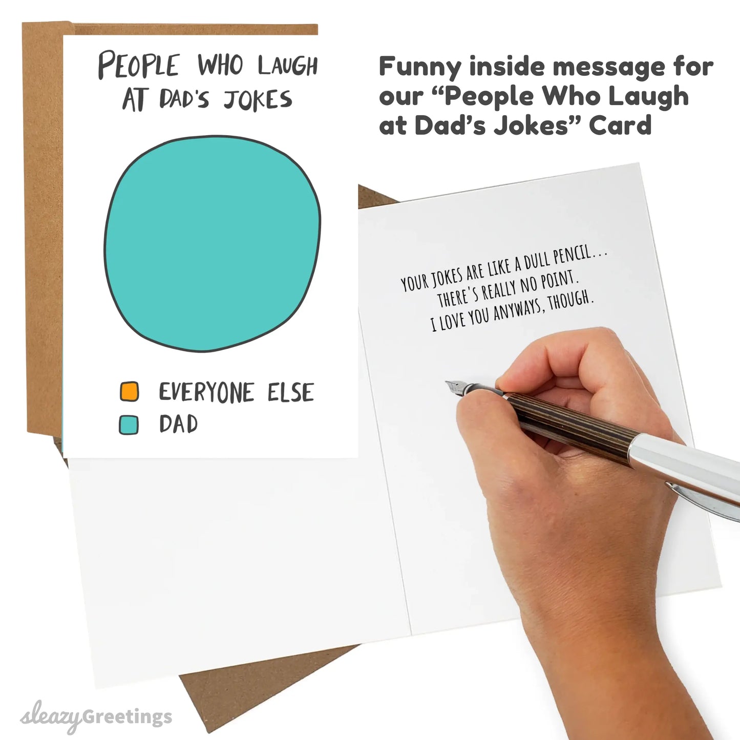 Funny Artist Hand-Drawn Father's Day Card - 5x7 Inch Greeting Card with Kraft Envelope