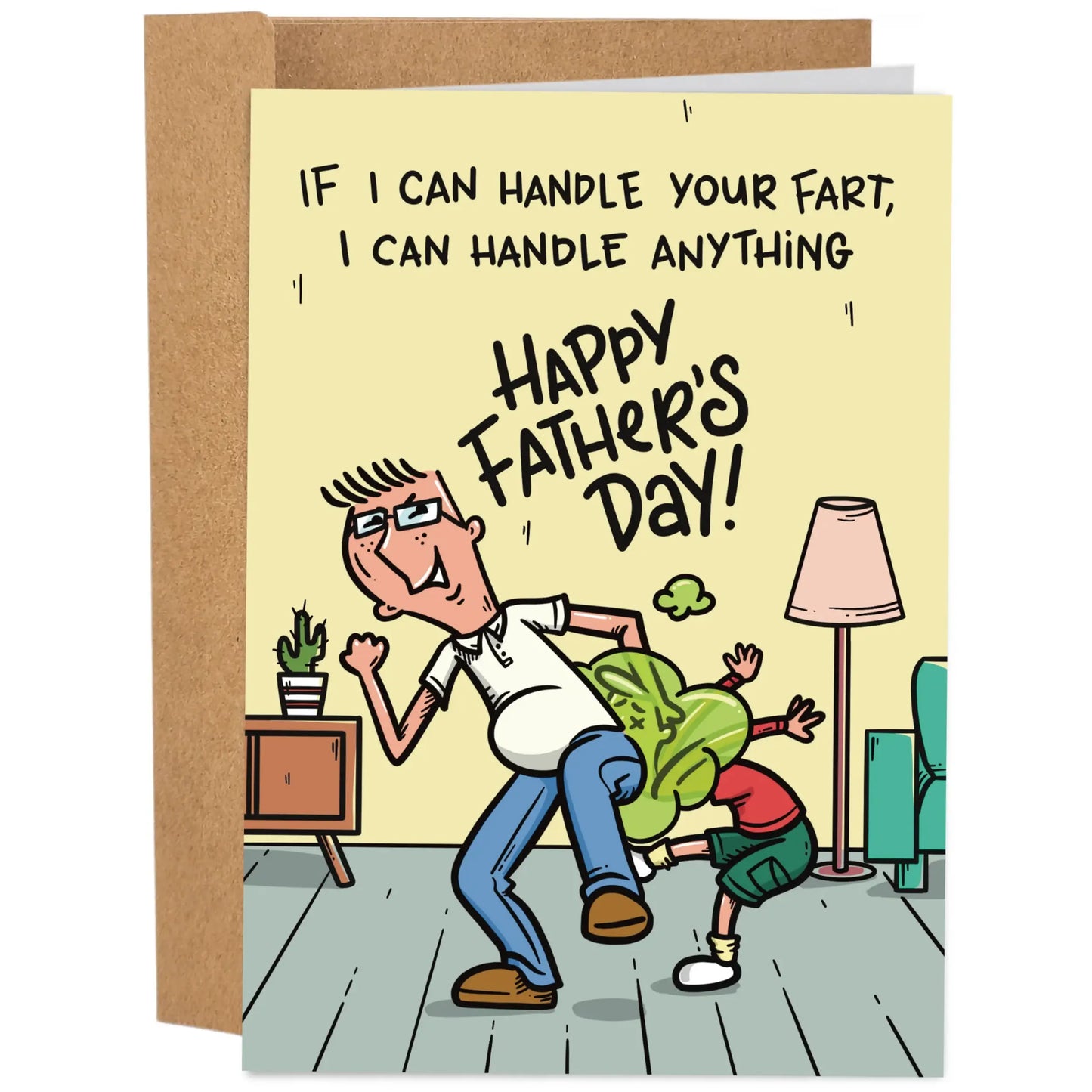 Funny Father's Day Card - 5x7 Inch Hand-Drawn Greeting Card with Envelope