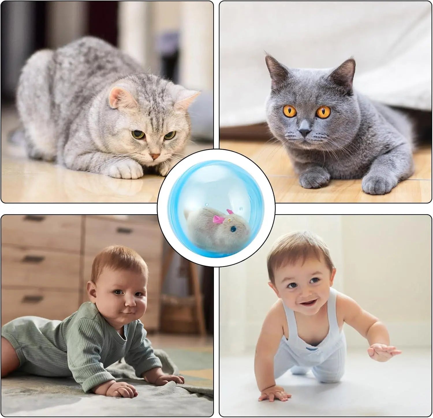 Boredom Buster Smart Cat Toy  USB Rechargeable Auto-Rolling Ball with Mouse Hands-Free Play for Indoor Cats