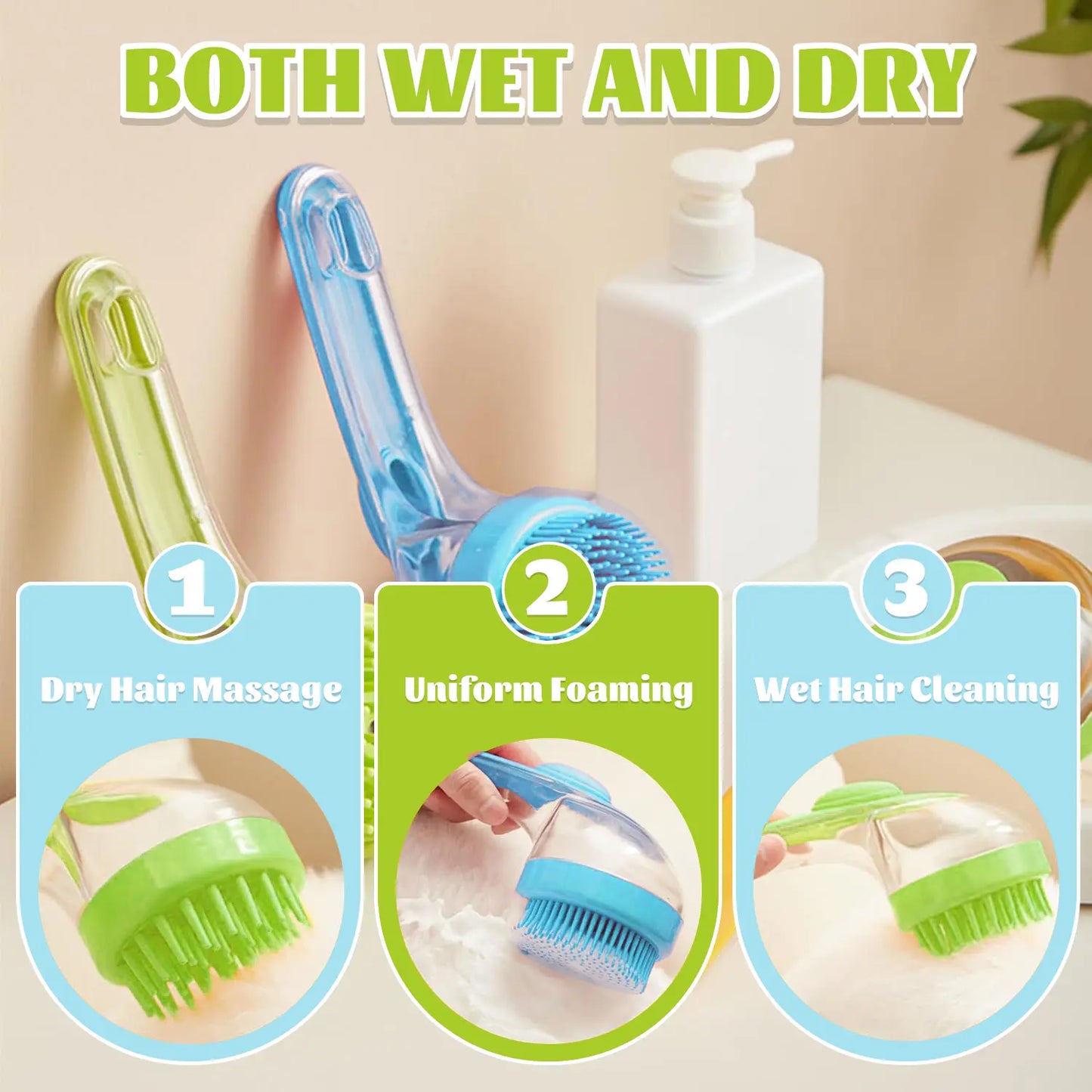 Soft Silicone Pet Bath Brush with Shampoo Dispenser for Dogs
