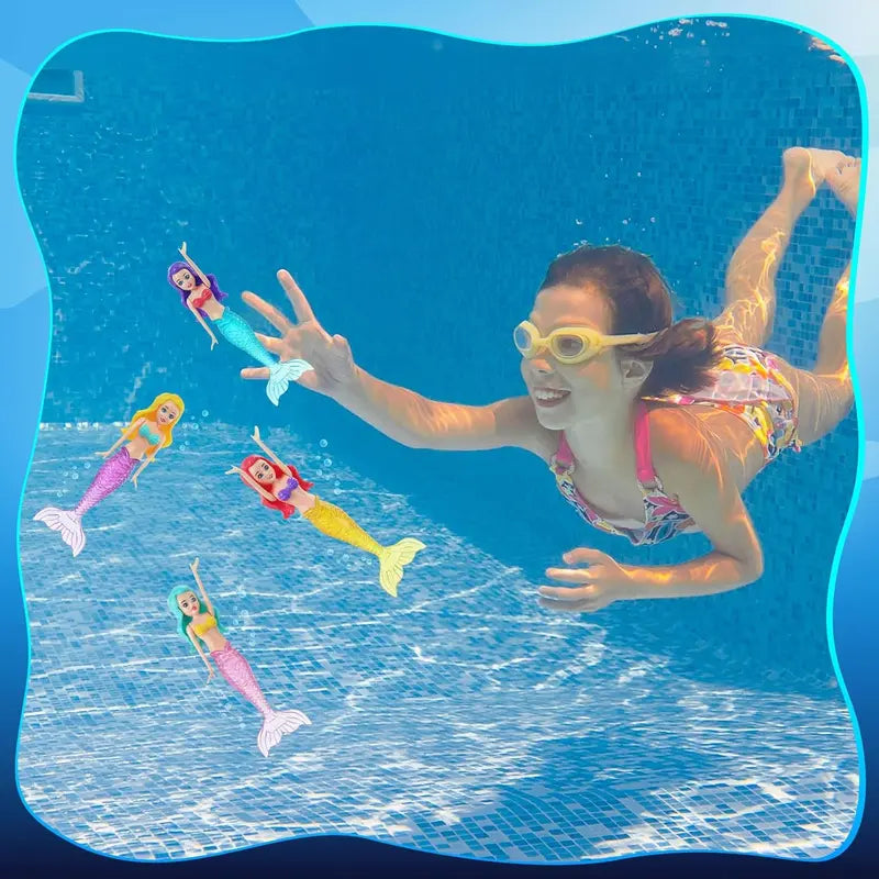 4 Counts Colorful Mermaid Dive Bath Toys, Fun Pool Swimming Game Set for Boys, Girls, Teens and Adults, Ideal for Pool Parties, Swimming Pool Sets