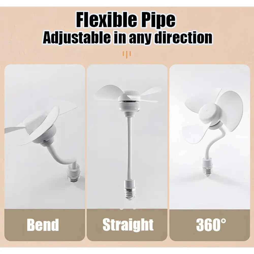 E27 Socket Fan Kit with Plug Adapter – Mini Quiet Electric Fan with Flexible Gooseneck Plug and Light Bulb Base, Energy-Saving Desk Fan for Kitchen, Bathroom, Dormitory, Office