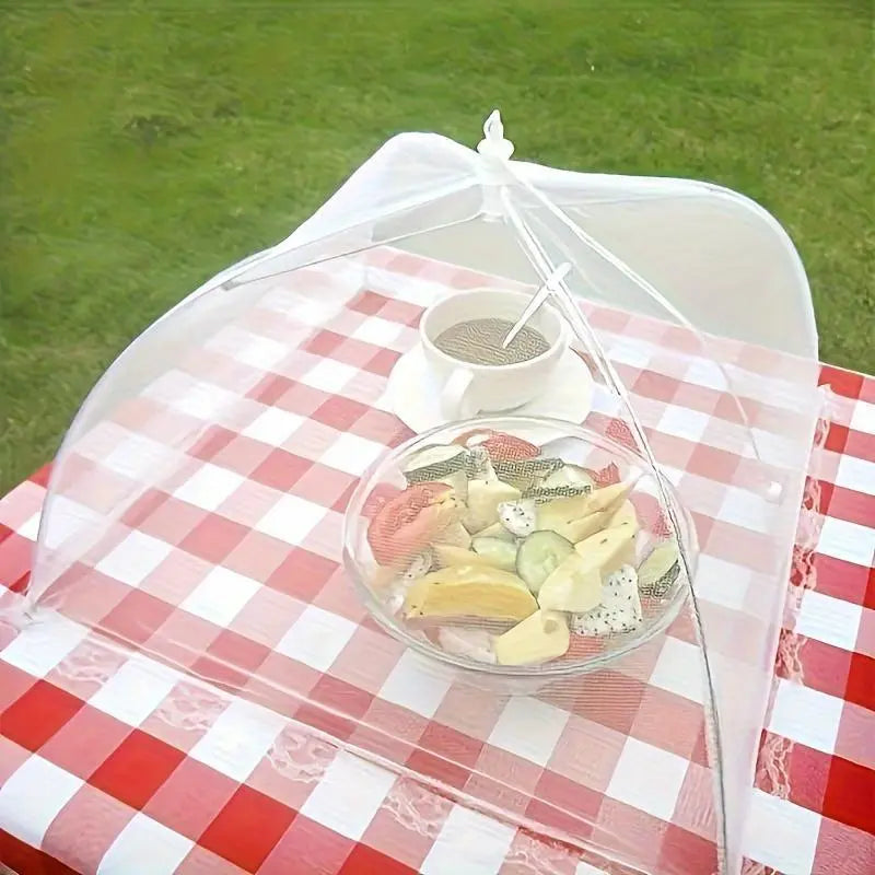 Foldable Food Cover, Mesh Food Cover, Portable Food Shelter, Picnic Supplies, Ideal for Outdoor Picnics, Bbqs & Parties, Containers, Household Items, for Salad, White, Kitchen, Utensils, Lightweight，Fruit Hygiene Barbecue