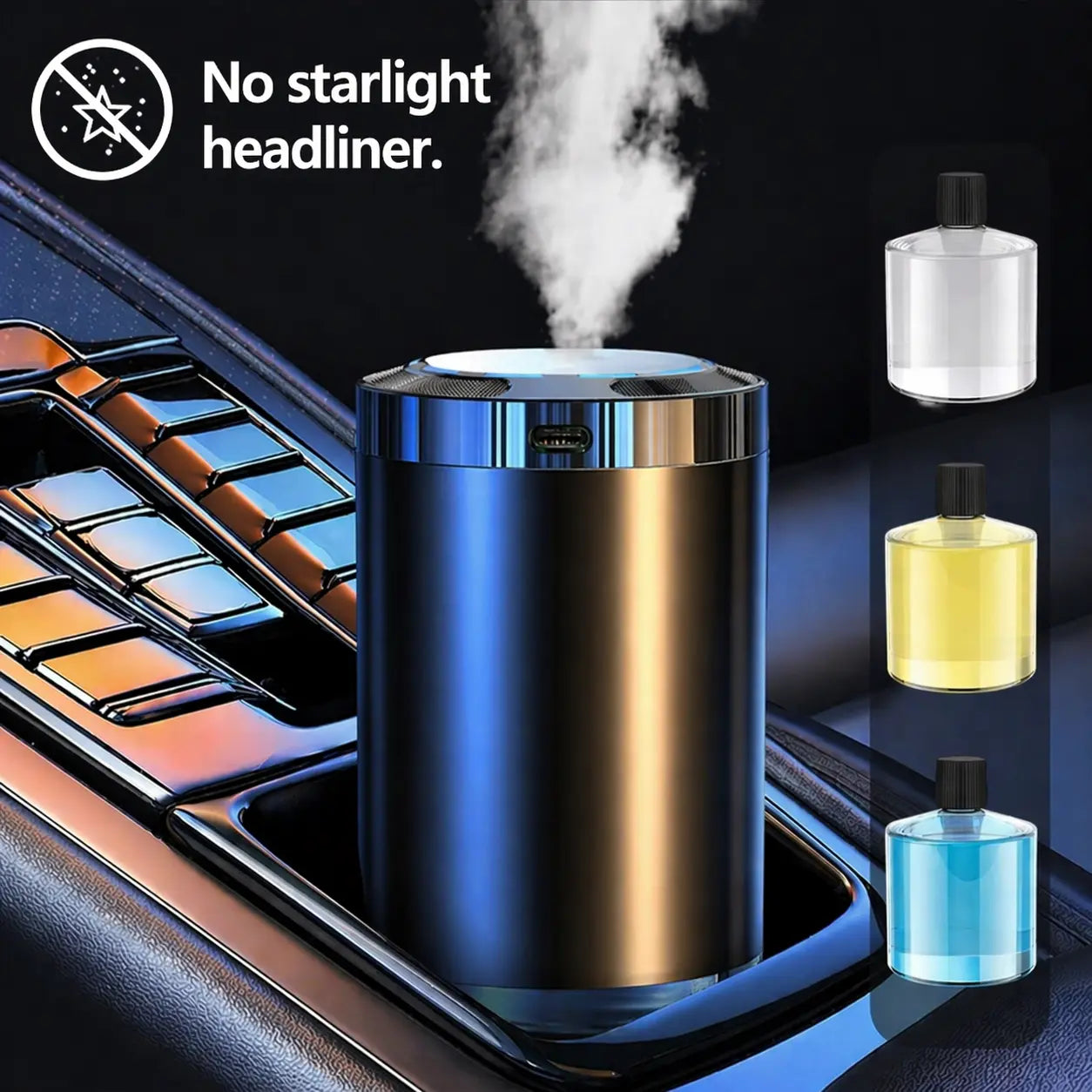 Smart Car Air Freshener, Touch Control Aromatherapy Diffuser with 5 Mist Modes & RGB Star Light