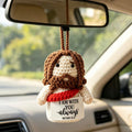 Handmade Yarn Crochet Jesus Stuffed Doll – Faith Car Charm Keychain & Dashboard Decoration