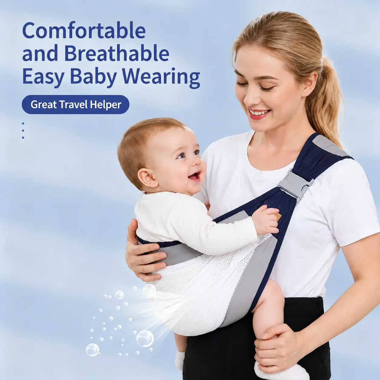 Adjustable Breathable Mesh Single-Shoulder Baby Carrier – Lightweight Hands-Free Strap