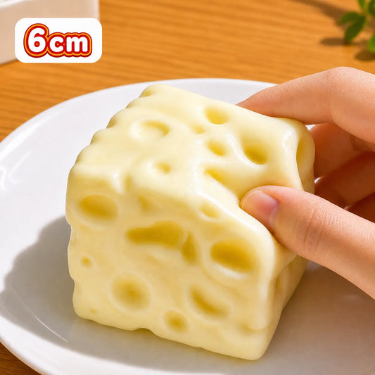 6cm Squishy Cheese Fidget Toy - Slow-Rise Stress Ball for ASMR & Anxiety Relief