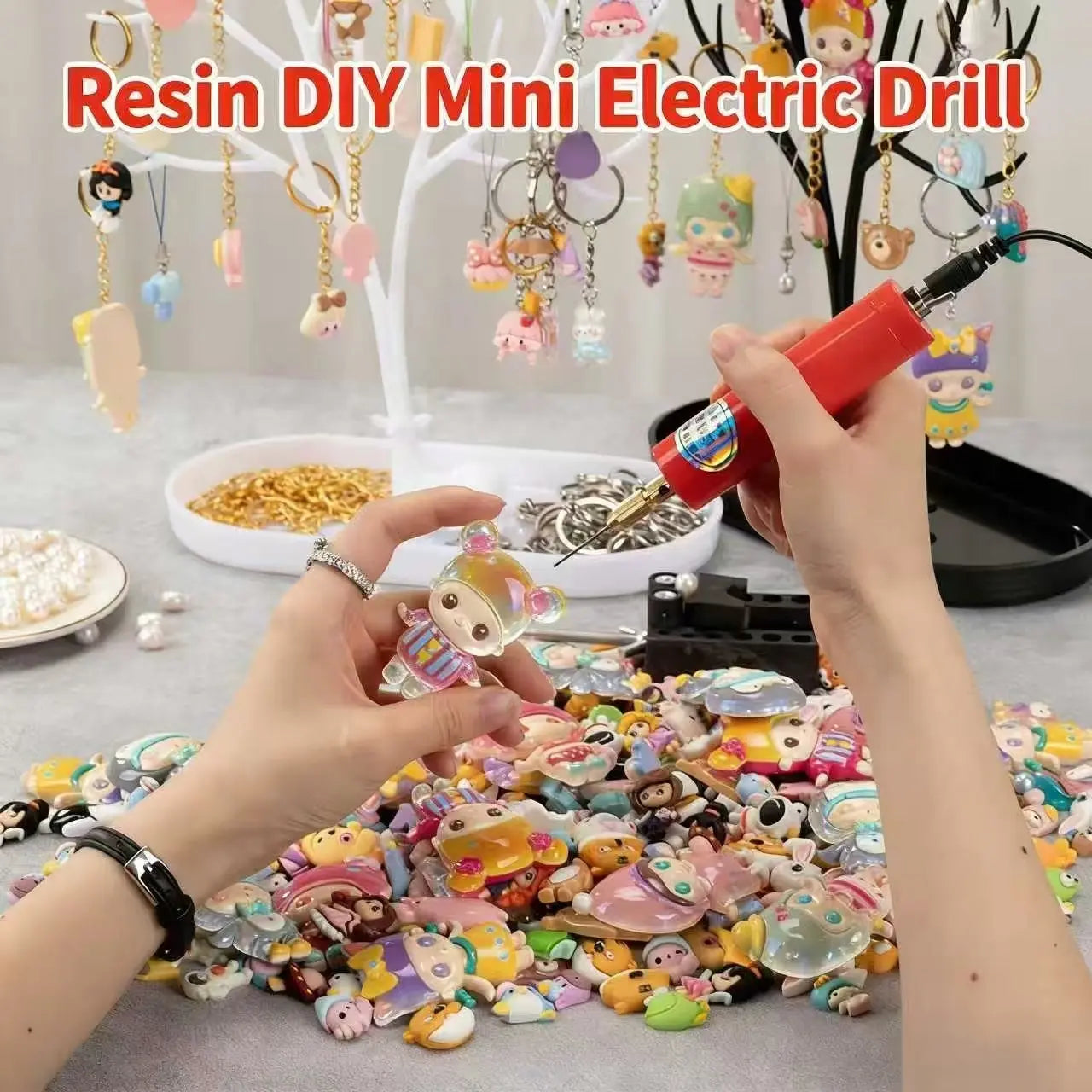Mini Electric Hand Drill Kit – 0.7-1.2mm Precision Bits for Resin Jewelry Making