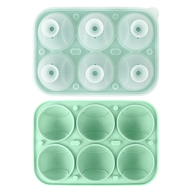 3D Baseball Stitch Ice Cube Mold: 6-Cavity Food-Grade Silicone Tray
