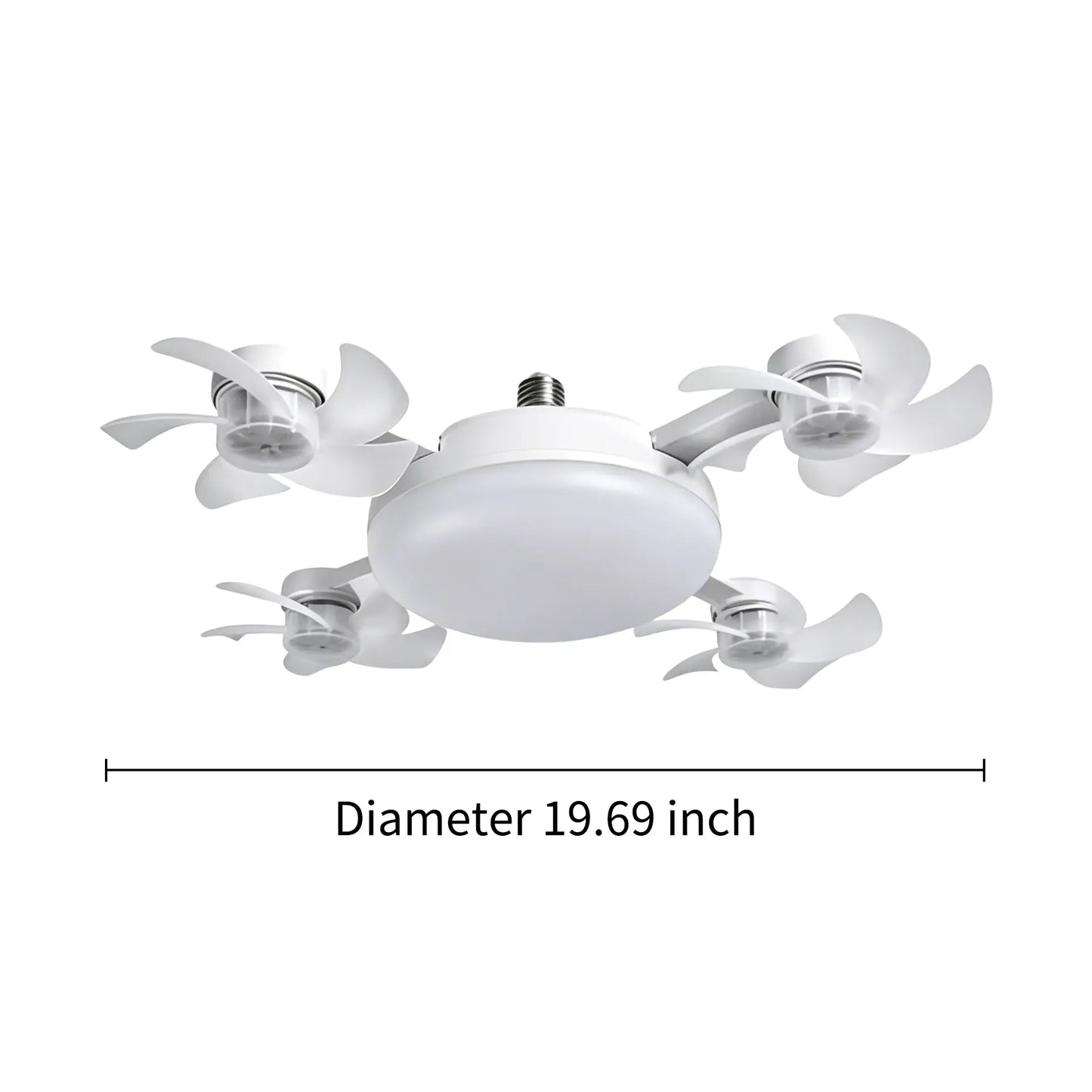 Screw-In E27 Socket Ceiling Fan Light - Silent Multi-Fan LED Combo with Remote