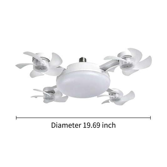 Screw-In E27 Socket Ceiling Fan Light - Silent Multi-Fan LED Combo with Remote