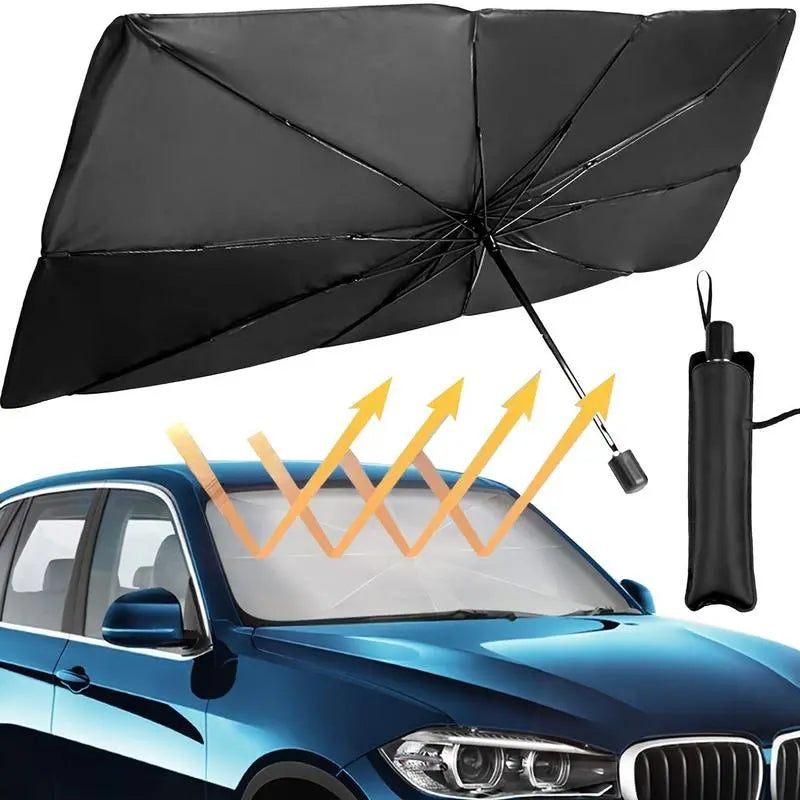 Portable Foldable Car Windshield Sunshade Umbrella | Heat-Blocking Exterior Cooling Accessory