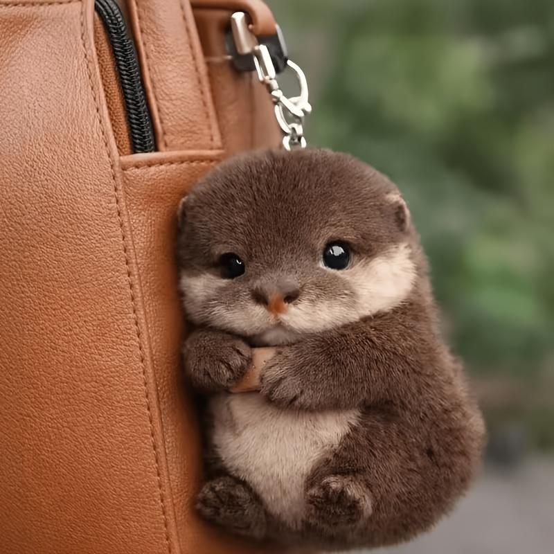 Realistic Soft Plush Otter Keychain – Viral Vibe Bag Charm & Backpack Pendant
