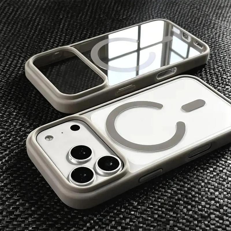 Burgundy Transparent MagSafe Phone Case for iPhone 18 Pro Max – Clear Shockproof Cover