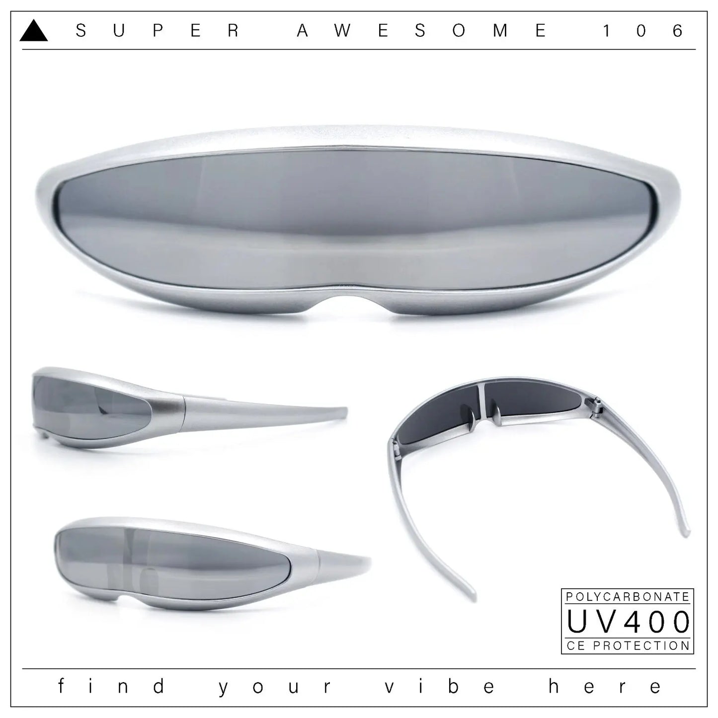 Futuristic Cyberpunk Cyclops Monolens Sunglasses - Robotic Mirror Lens Shades with UV400 Protection