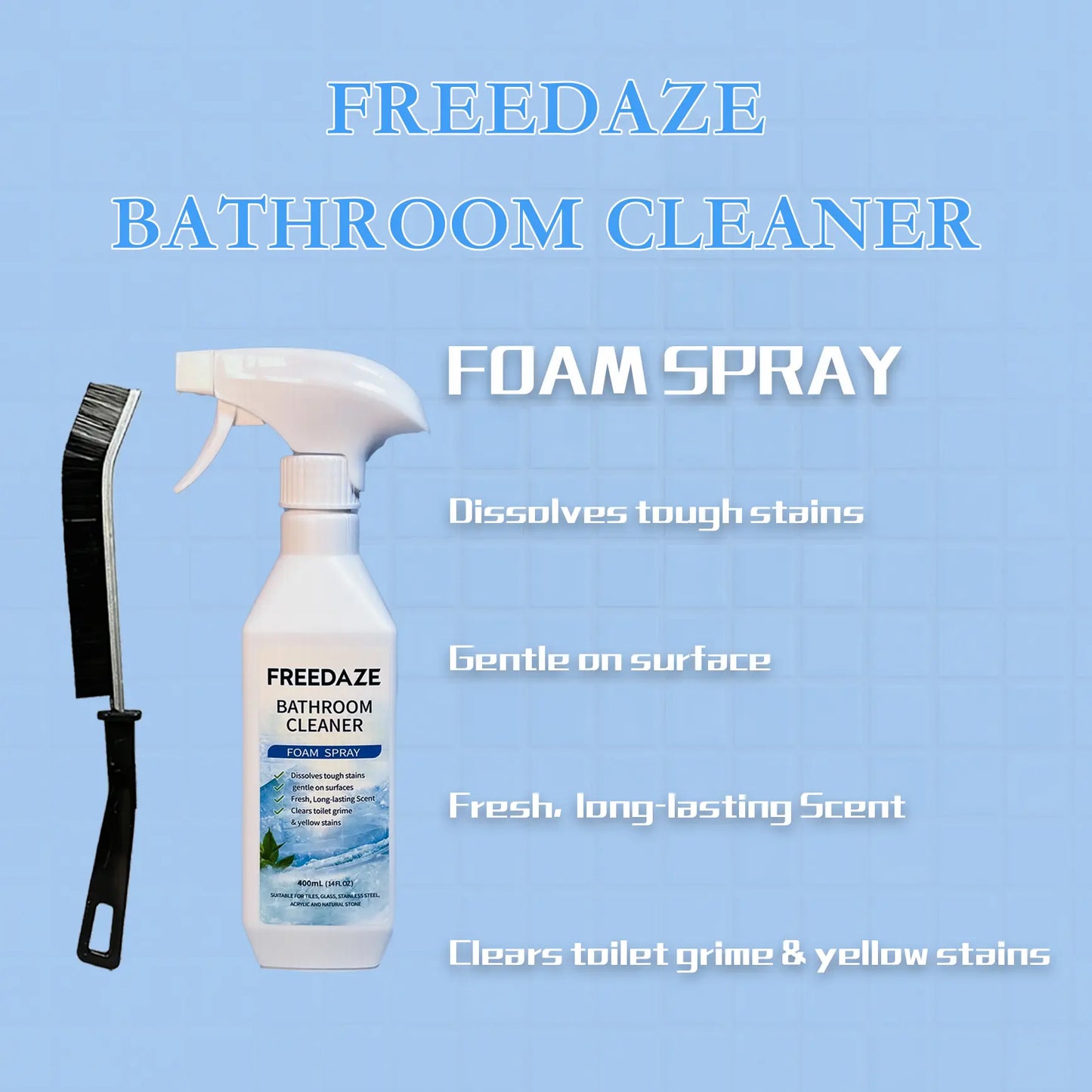 FREEDAZE Citric Acid Foam Cleaner (400ml) | Powerful Hard Water & Rust Remover