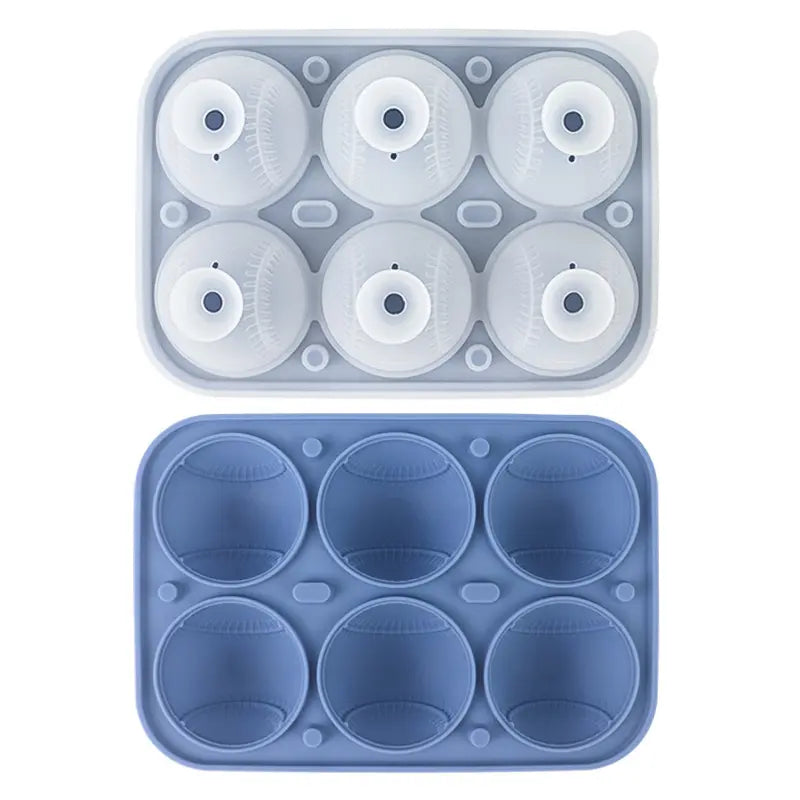 3D Baseball Stitch Ice Cube Mold: 6-Cavity Food-Grade Silicone Tray