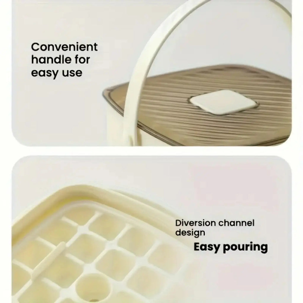 Máquina de hielo portátil de 48 compartimentos con tapa de fácil presión, bandeja de silicona de doble capa y diseño duradero para bebidas y alimentos congelados