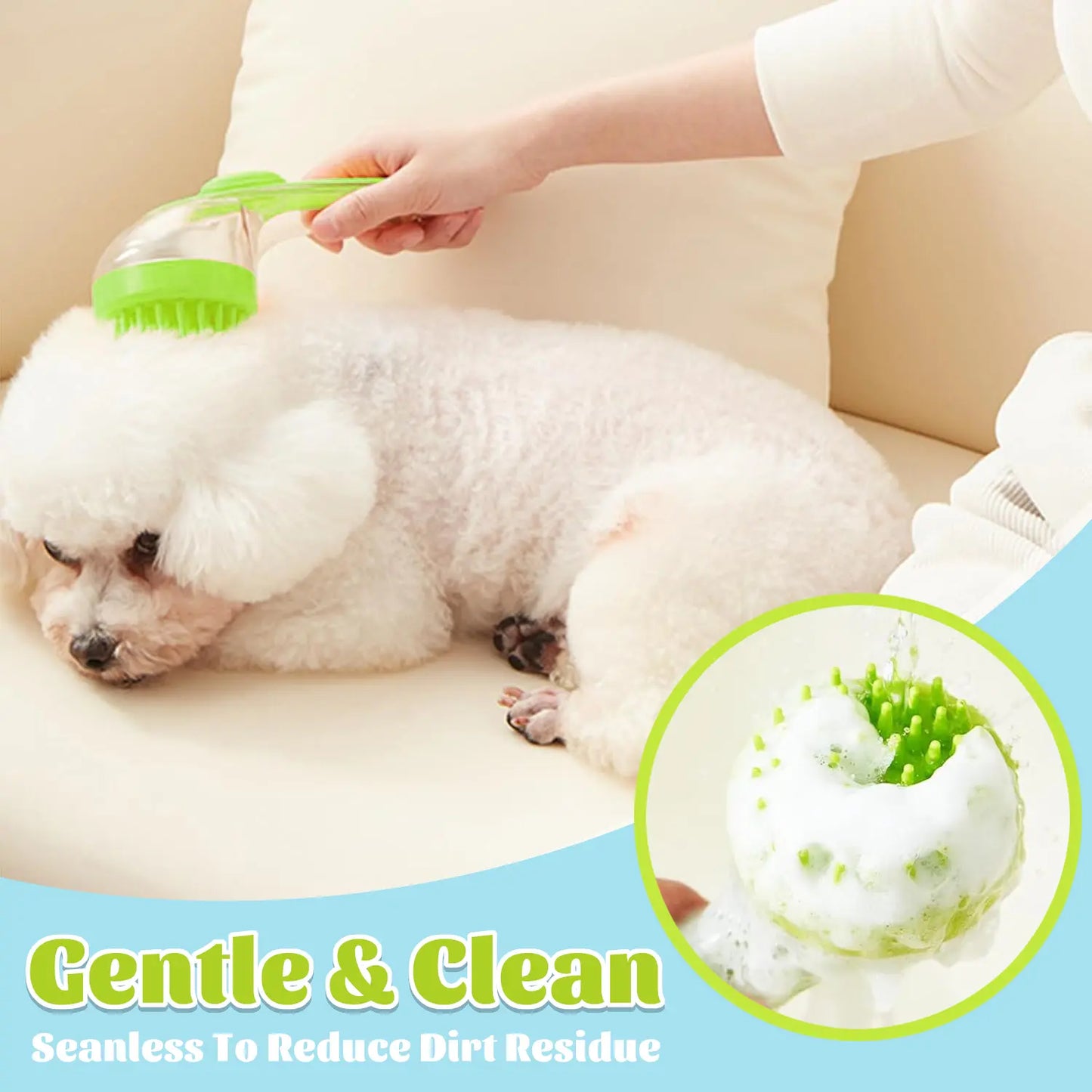 Soft Silicone Pet Bath Brush with Shampoo Dispenser for Dogs