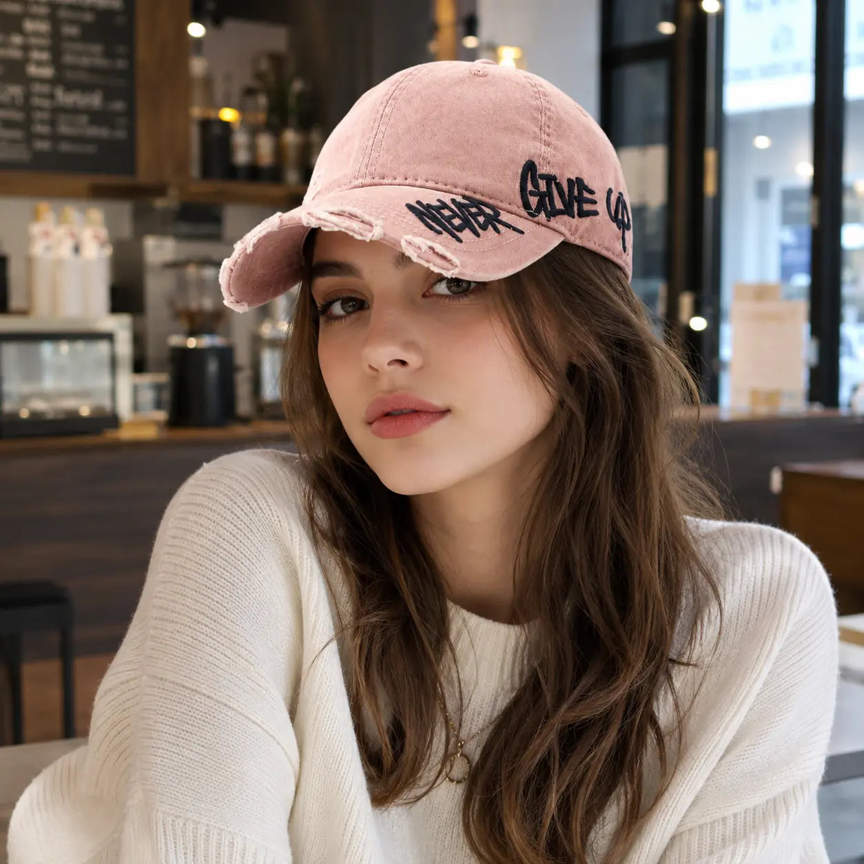 1pc Casual Trendy Baseball Cap with Side Embroidery "Nive Give Up", Versatile Streetwear  Adjustable Casual Mens hat, Fashion Style Outdoor Sun Hat for Women and Men, Curved Brim Trucker Hats Women