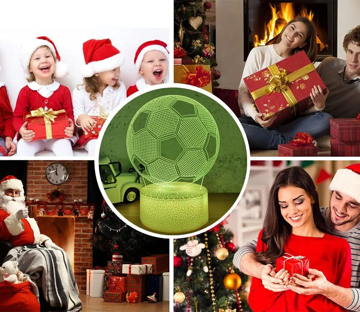 3D Soccer Ball Night Light – LED Optical Illusion Lamp with Remote Control