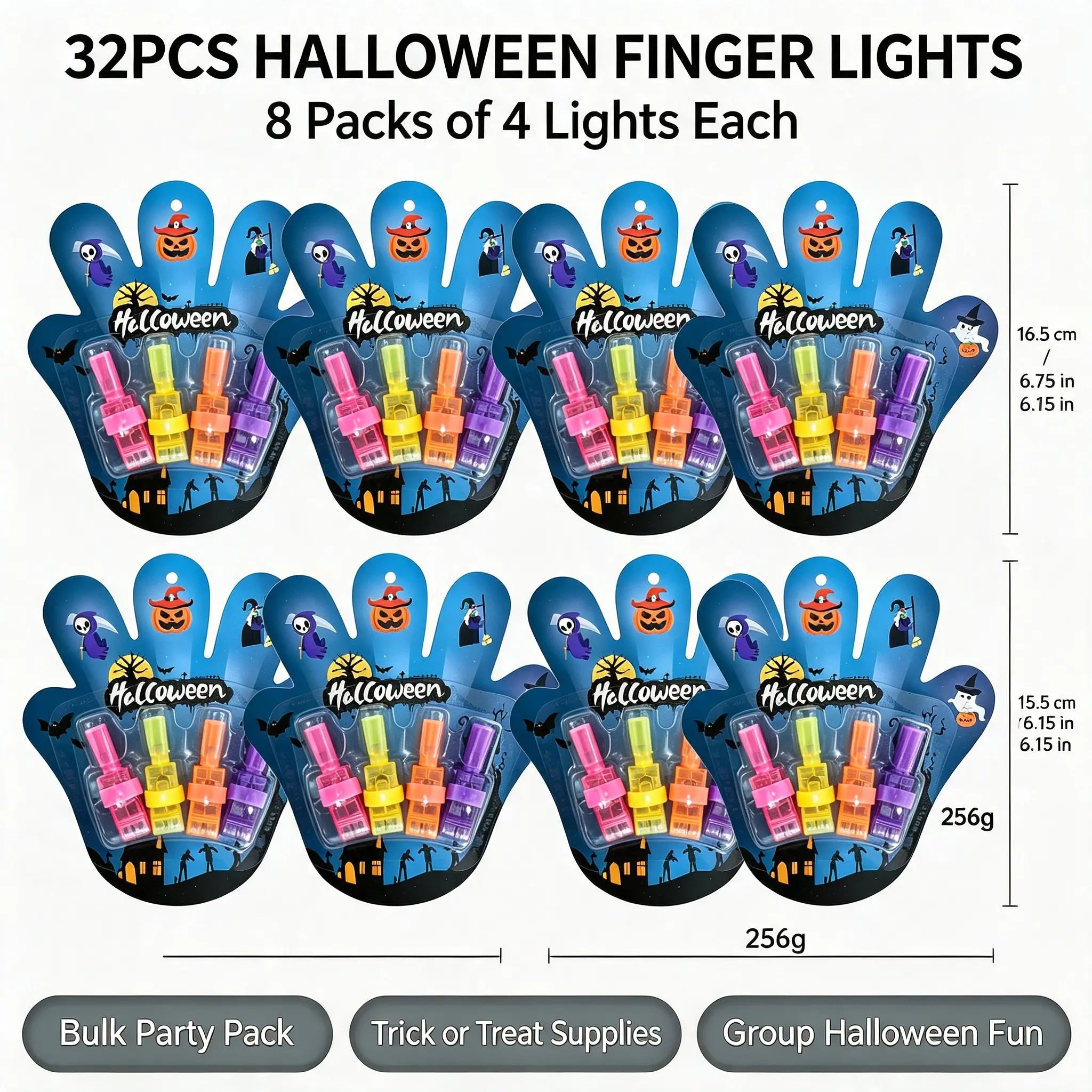 Halloween LED Projection Finger Lights – Multi-Color Trick-or-Treat Goodie Bag Fillers