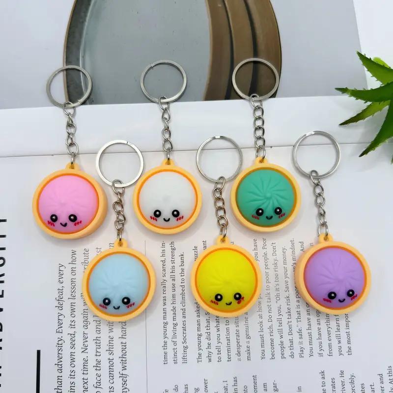 Light-Up Cute Dumpling Pressable Fidget Keychain - PVC Food‑Shaped Charm, Wear‑Resistant Stress Relief Toy for Daily Use, Party & Gifting