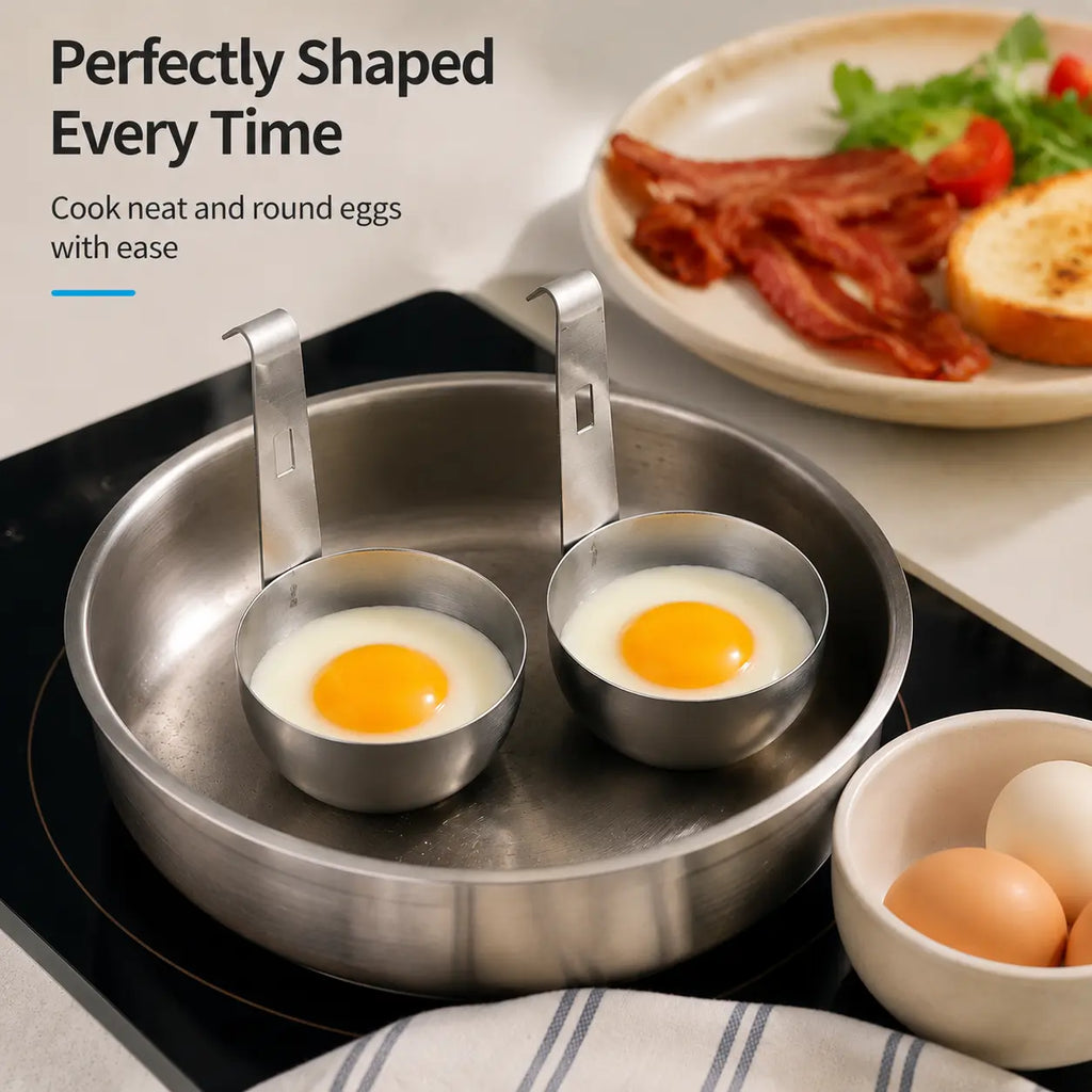 Hervidor de huevos de acero inoxidable con gancho para colgar, diseño de cuenco hondo para huevos escalfados y al vapor