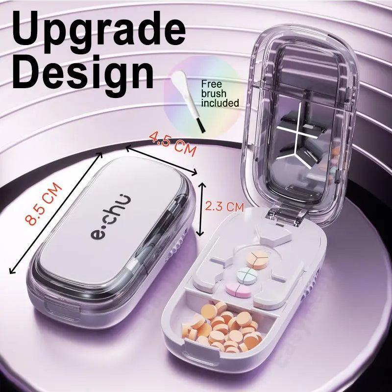 3-in-1 Compact Splitter Pill Dispenser – Portable ABS-PC Healthcare Case for All Tablet Sizes