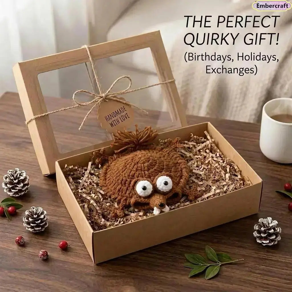 Handmade Crochet Squirrel Coaster – Cute 3D Absorbent Cup Mat Decor