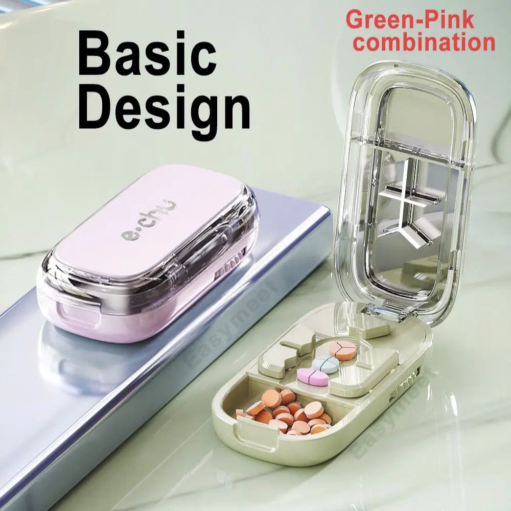 3-in-1 Compact Splitter Pill Dispenser – Portable ABS-PC Healthcare Case for All Tablet Sizes