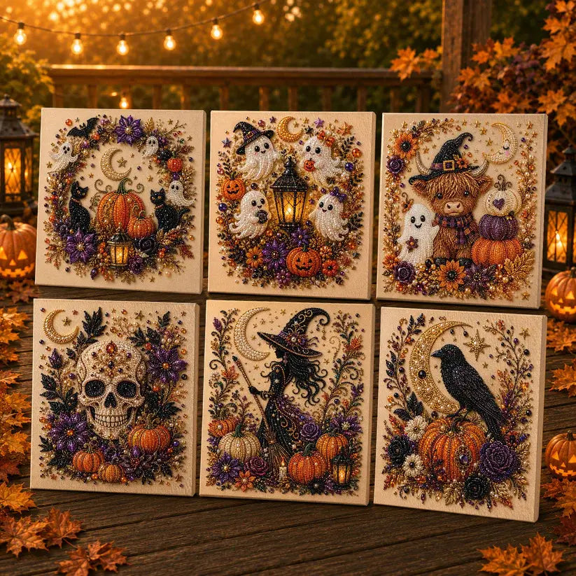Kit de arte DIY de fantasmas de Halloween con perlas – Regalo de manualidades 3D espeluznante y bonito para la decoración del hogar en otoño