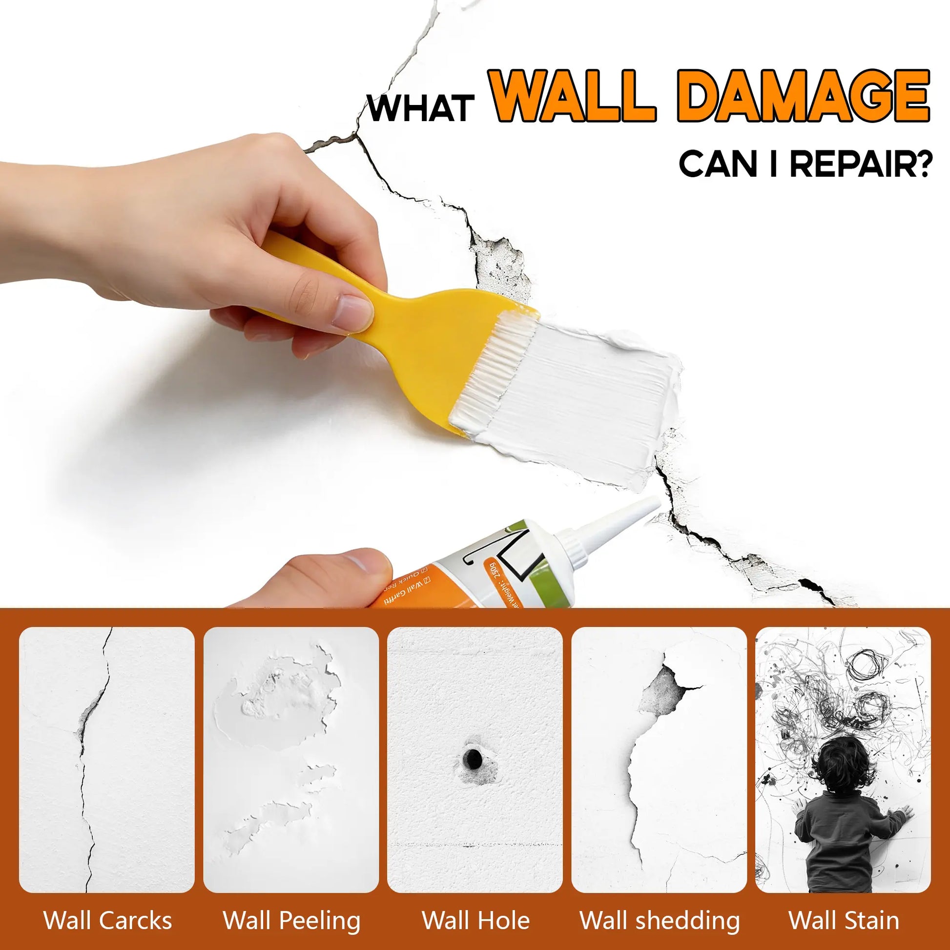 Drywall Patch Repair Kit 250g Wall Mending Agent Multi-functional Quick-drying Paste Adhesive Heavy Duty Concrete Sealant Waterproof Self-adhesive