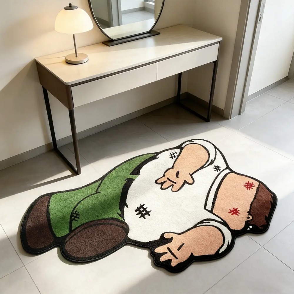 Funny Cartoon Character Floor Mat – Soft Plush Non-Slip Washable Area Rug for Bedroom & Living Room