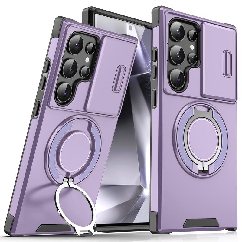 MagSafe Magnetic Ring Slide Camera Lens Shield Shockproof Case for Samsung Galaxy S26 Ultra