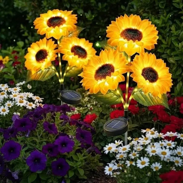 VITYAZI 2/4/8pcs Solar LED Sunflower Garden Lights Realistic Night Glow for Yard Lawn Patio Porch Decoration Waterproof IP65 Energy Efficient Outdoor Lighting Durable Plastic Flowers Upgraded Solar Panels VITYAZI
